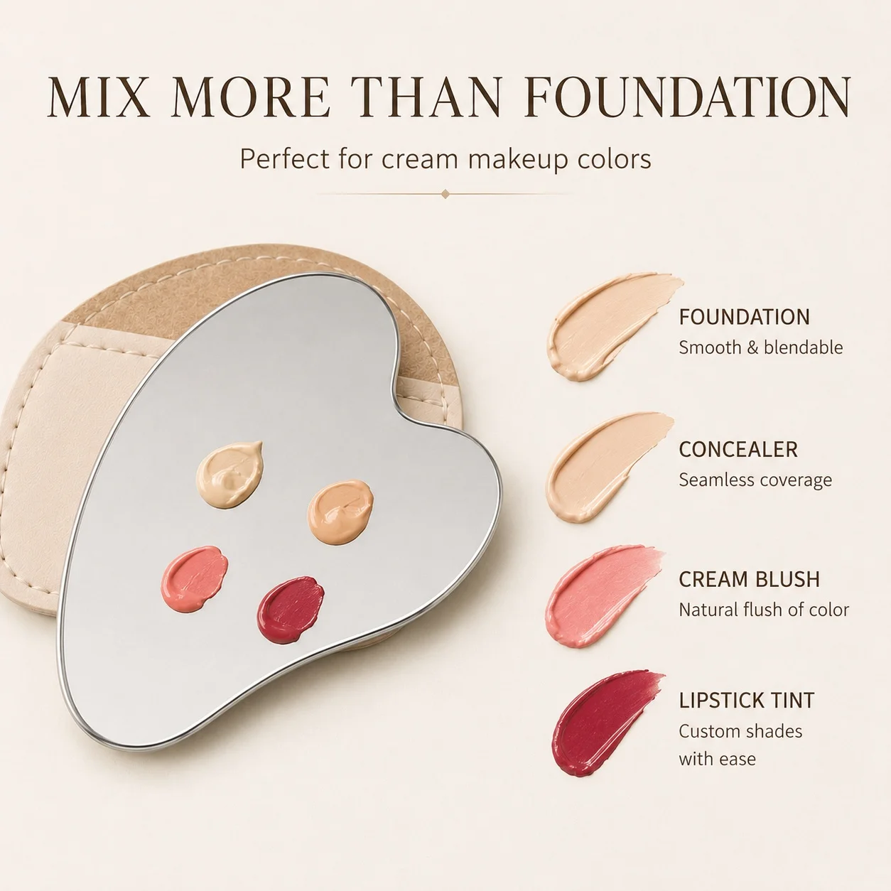 Beauty Makeup Tools - Heart Shaped Stainless Steel Makeup Mixing