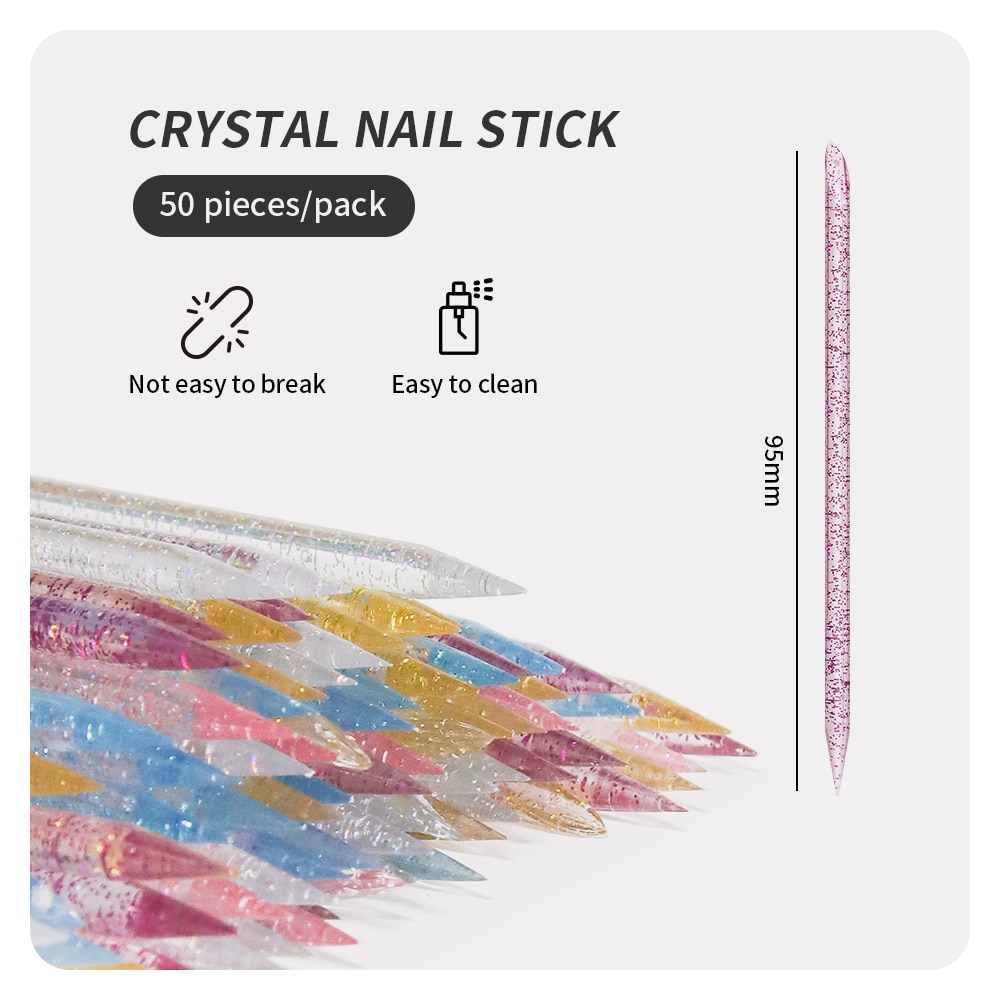 Contour Palette Stick - 50 Pcs Nail Cuticle Pusher Crystal