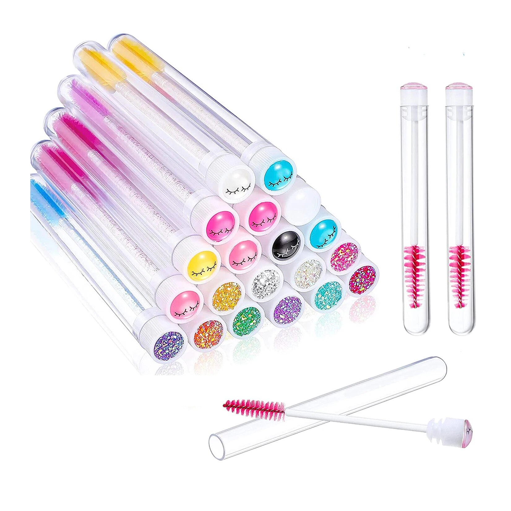 Beauty Makeup Products - 50Pc Reusable Eyebrow Brush Tube Eyelash