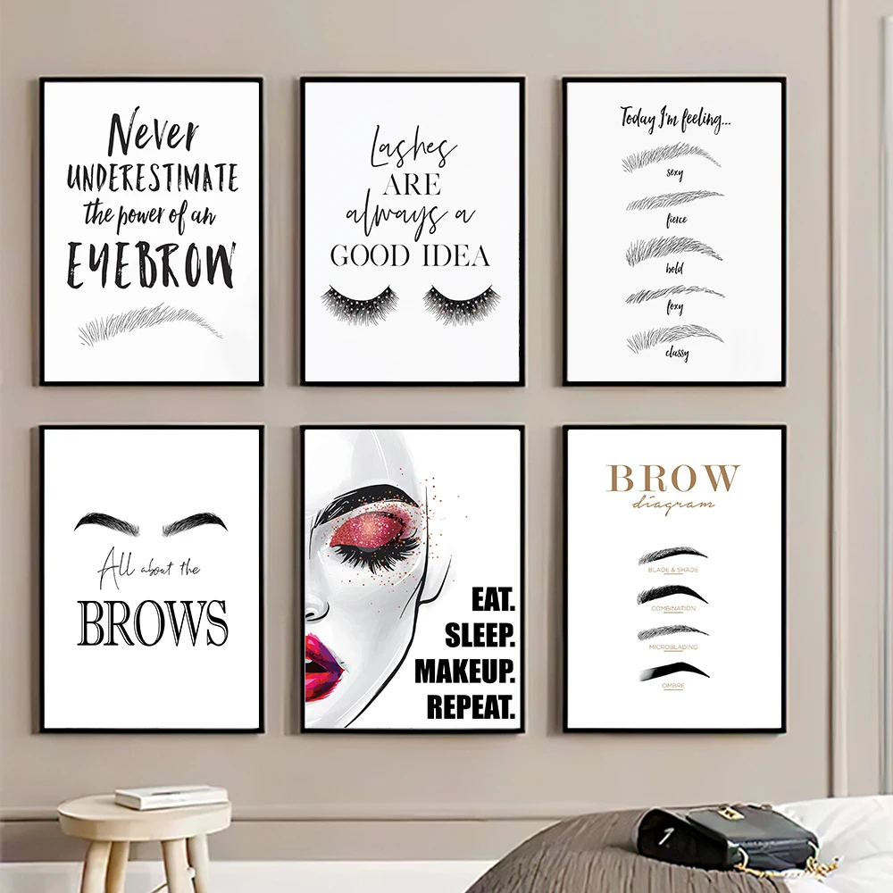 Makeup Is Beauty Quotes - Fashion MakeUp Canvas Painting Print Eyebrow