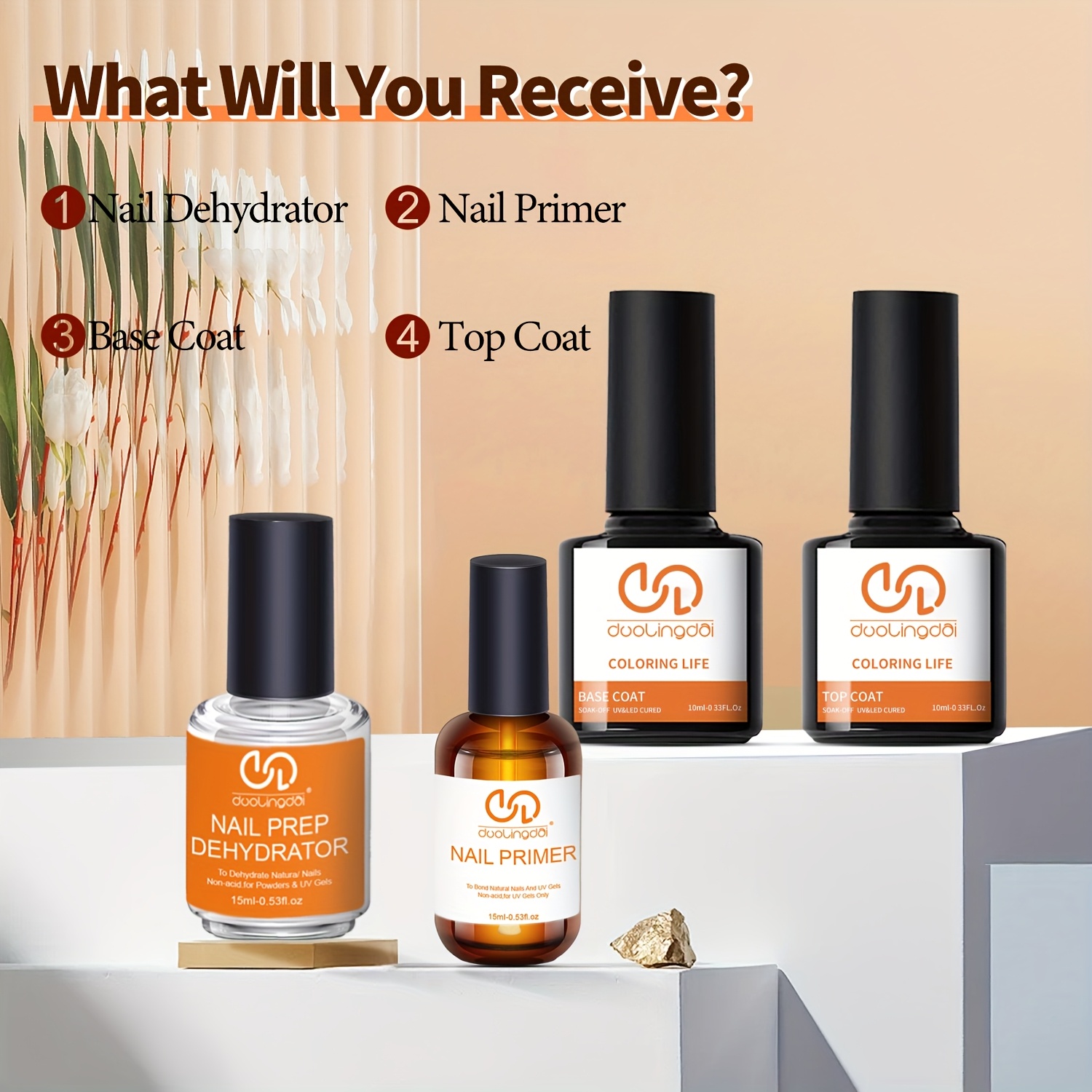 4pcs Top Coat & Base Gel, Prof - огляд і ціна Nail Dehydrator Primer